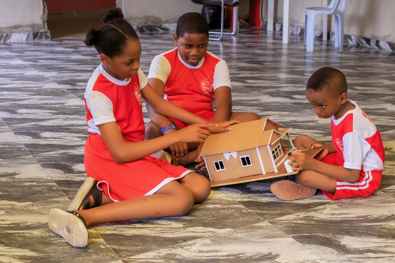 Dayspring Christian College students working on a craft project